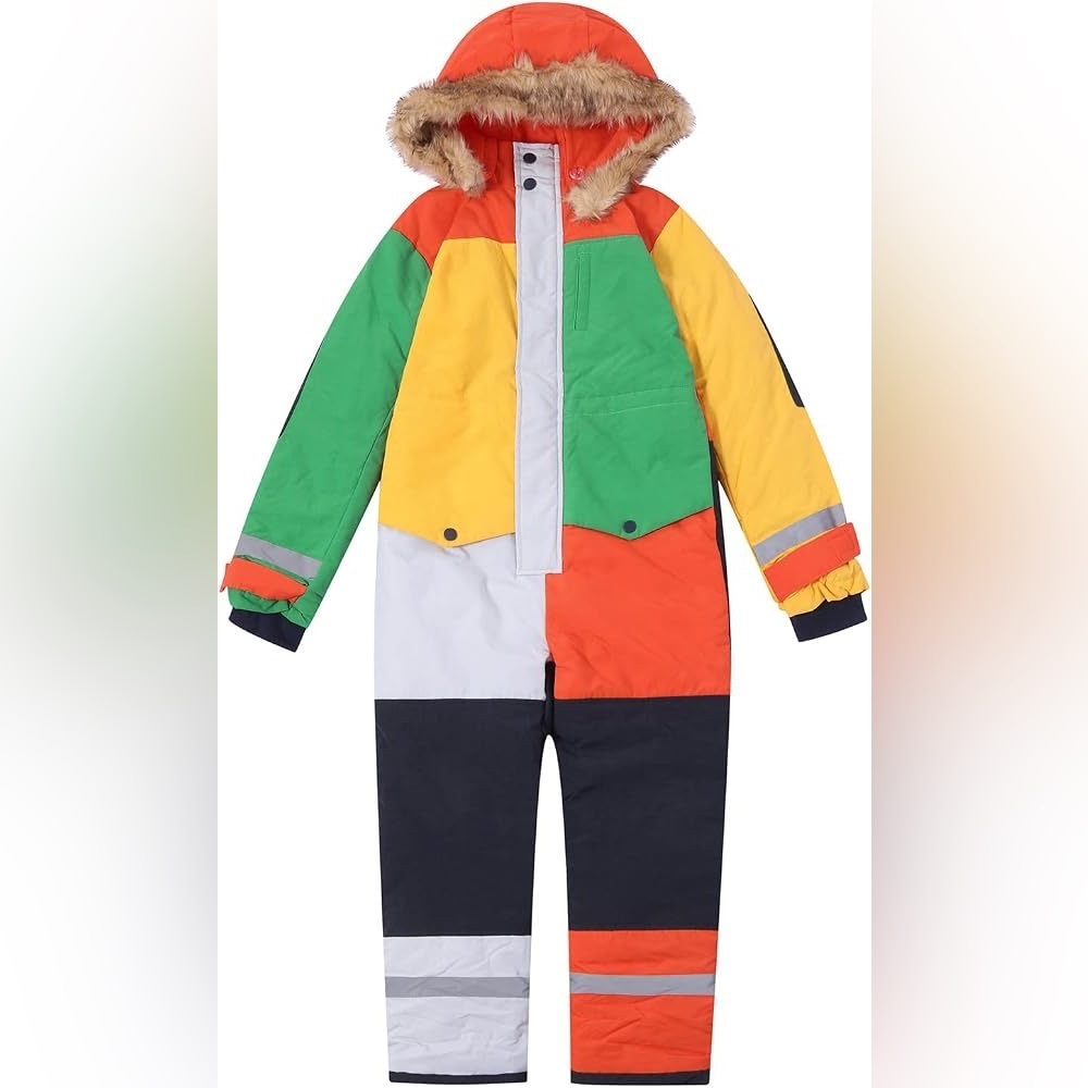 NEW Unisex Snowsuit One Piece Waterproof Windproof Reflective •Size 7-10